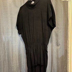 Black Rayon Mid Length Evening or Dinner Dress